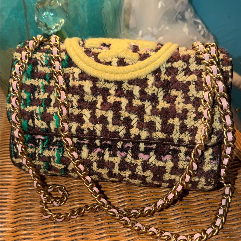 Tory Burch Fleming Tweed Convertible bag NWOT